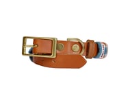 Image 3 of Quilted Dog Collar Sleeve with Leather Collar / Denim Sawtooth