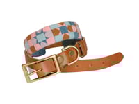 Image 4 of Quilted Dog Collar Sleeve with Leather Collar / Denim Sawtooth