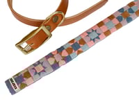 Image 5 of Quilted Dog Collar Sleeve with Leather Collar / Denim Sawtooth