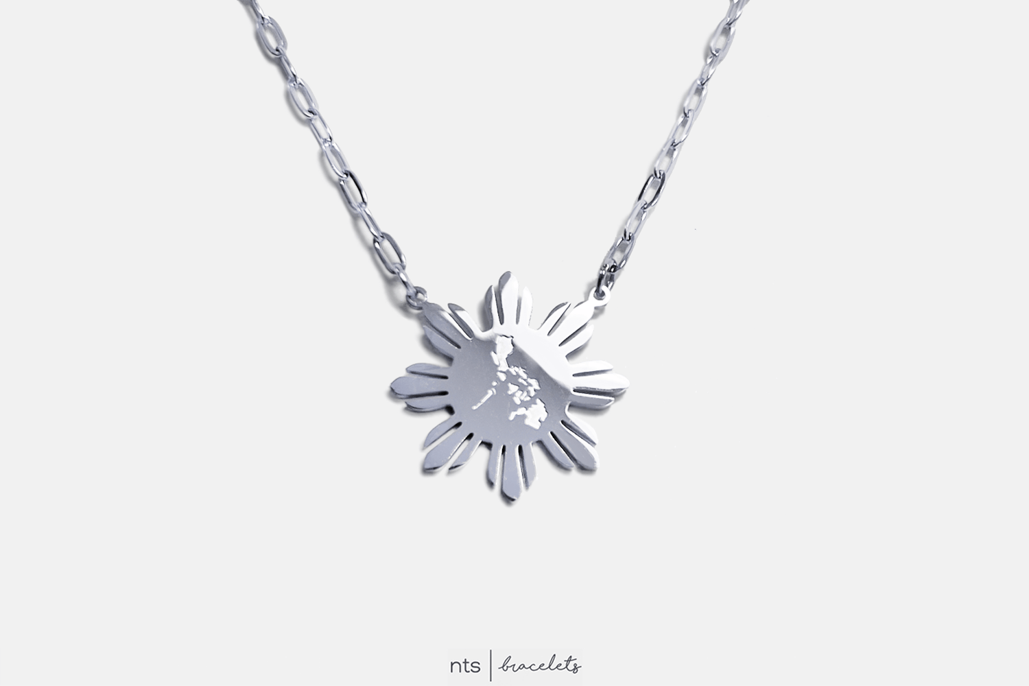 Image of LARGE SUN NECKLACE WITH PI ISLANDS  (Silver)