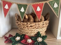 Image 1 of #28 Rustic Christmas Bunting Green & Red gold sparkle - 10 Flags