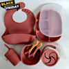 Deluxe Silicone Mealtime Set - Dark Pink