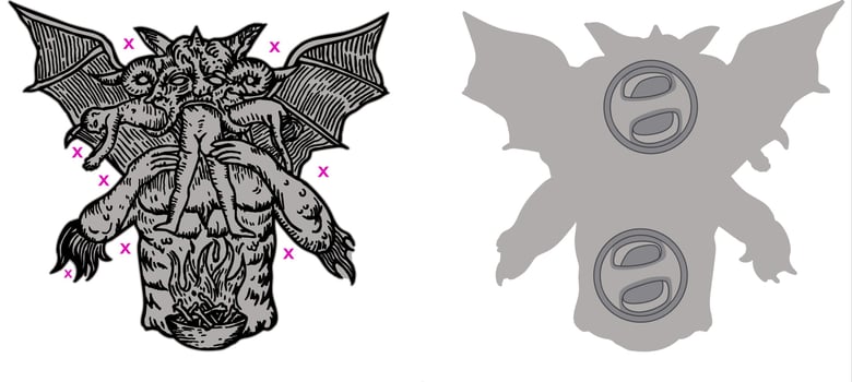 Image of Dante's Lucifer limited edition shaped enamel pin 