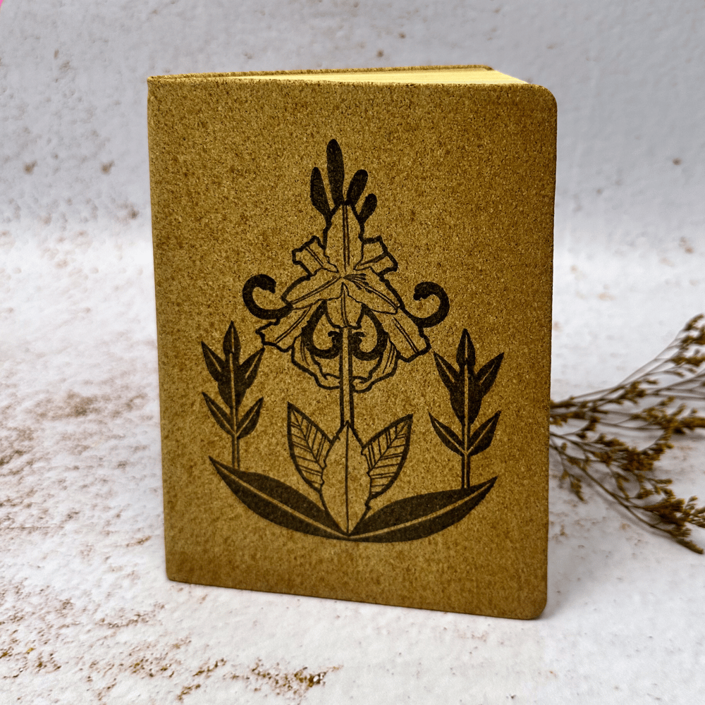 Image of Carnet Ligné en Liège Pyrogravé Fleurs Art Nouveau