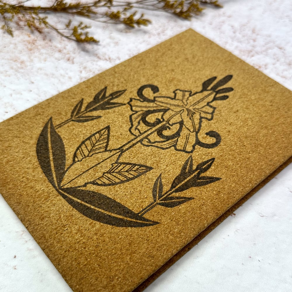 Image of Carnet Ligné en Liège Pyrogravé Fleurs Art Nouveau