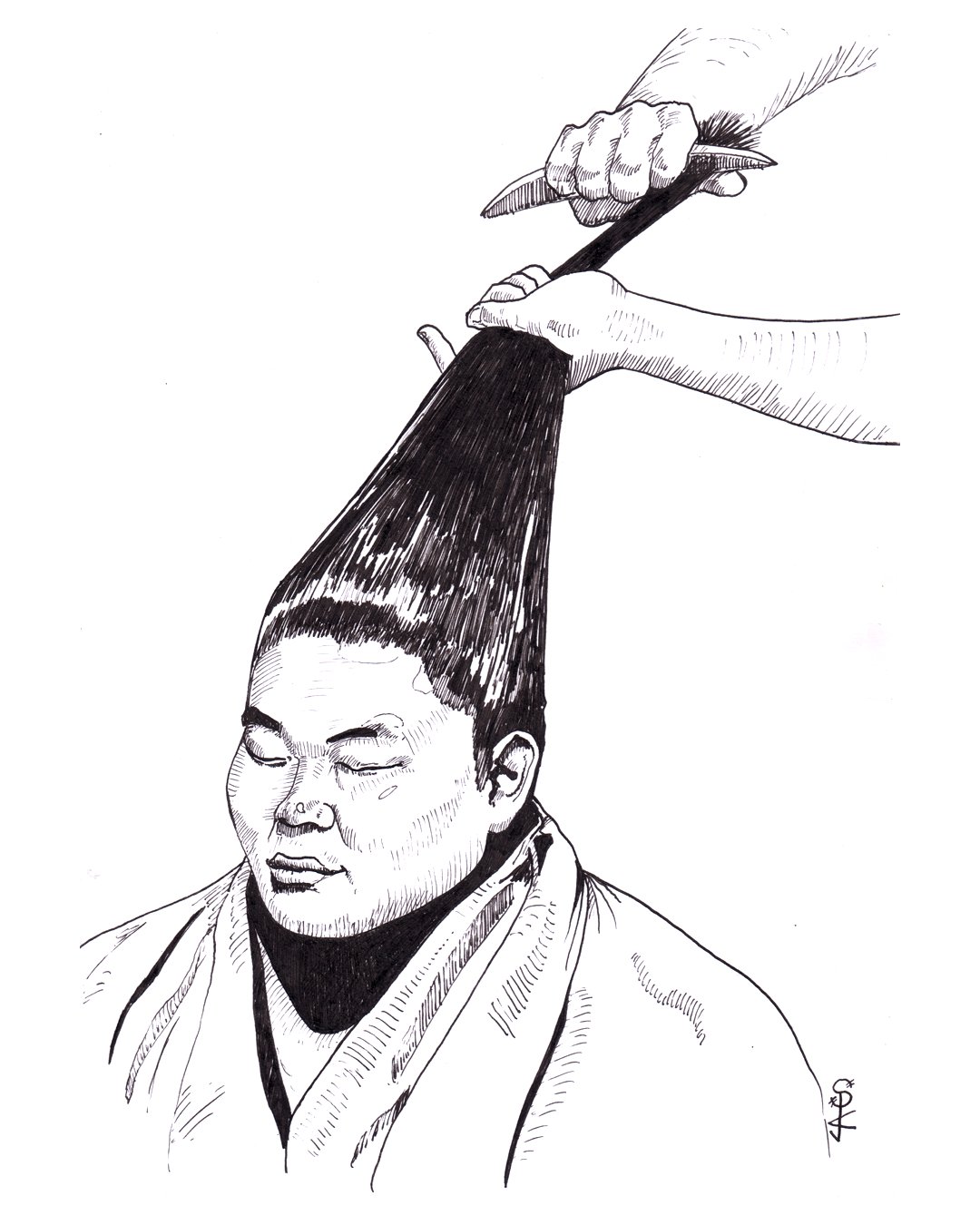 Image of Hakuoho's Hair A4 ink drawing