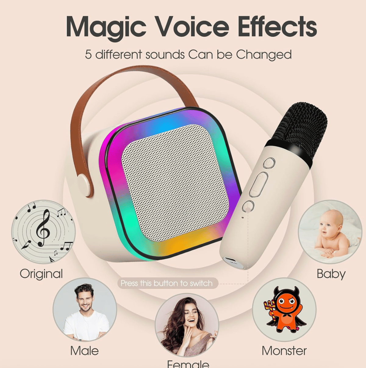 Image of Karaoke Rainbow LED Set for Two! (Beige or Pink)