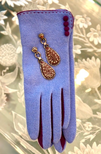 Image of Carved Ruby and Diamond Drop Earrings