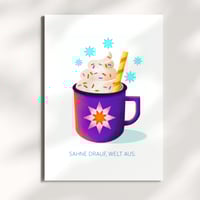 Image 1 of Postkarte Sahne drauf – Welt aus ⭐