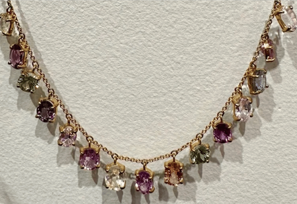Image of Delicate Drops Necklaces (18 kt with Brown Diamonds, Tanzanite, or Multi Colored Sapphires!)
