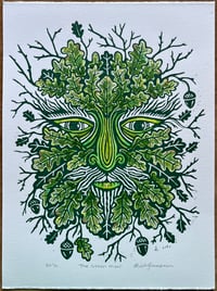 Image 1 of ‘The Green Man’ Ltd ed linocut print (Colour variant). Very limited edition of 7
