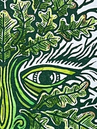 Image 3 of ‘The Green Man’ Ltd ed linocut print (Colour variant). Very limited edition of 7