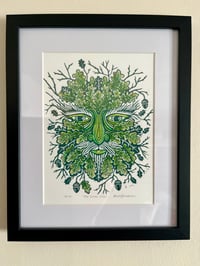 Image 5 of ‘The Green Man’ Ltd ed linocut print (Colour variant). Very limited edition of 7