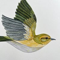 Image 3 of Wood Warbler - Original Papercut Artwork