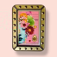 Image 1 of Atypical - OOAK - Upcycled Vintage Library Card - Collage - Original Art - Framed Mini Art - Botanic