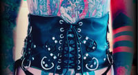 Image 2 of Vintage leather road warrior up cycled Underbust corset