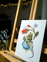 Image 1 of Strawberry Dessert Gouache Painting