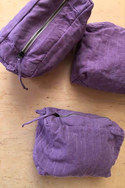 Image of Quilted Linen Cosmetic Bag