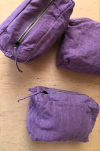 Image 1 of Quilted Linen Cosmetic Bag