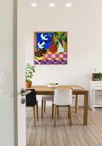 Image 2 of "White Doves with Yellow Aster" by Mary Finlayson