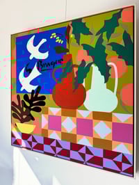 Image 7 of "White Doves with Yellow Aster" by Mary Finlayson