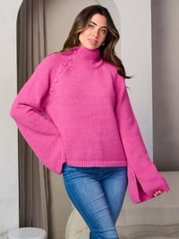 Image 1 of Bell Sleeve Button Sweater 