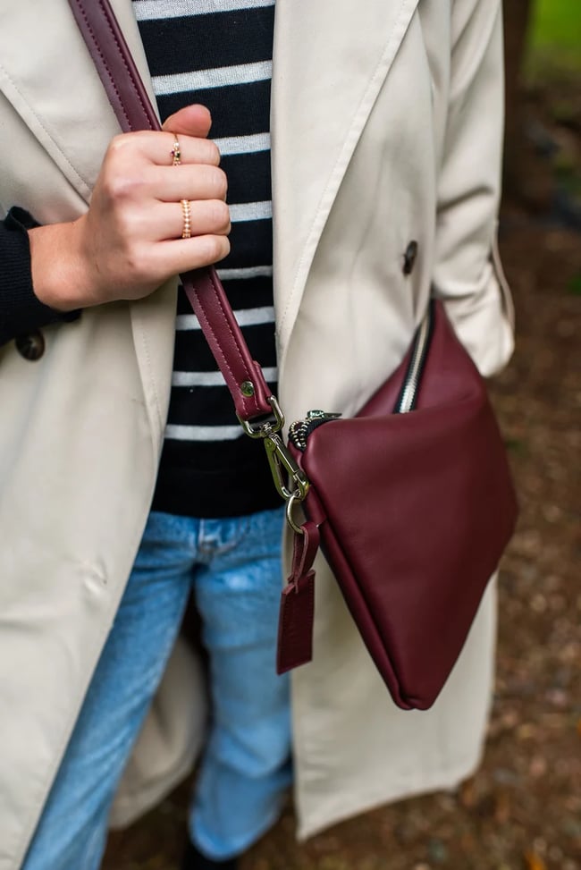 Ready To Ship: Burgundy Classic Cross Body Bag 