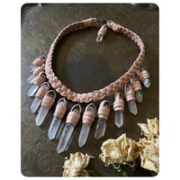 Image 1 of The Empress Necklace - Clear Quartz Crystals and Soft Petal Pink Leather