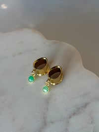 Image 1 of Bright Green Chrysoprase Drops (Gold)