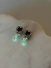 Image 1 of Bright Green Chrysoprase Drops (Silver)