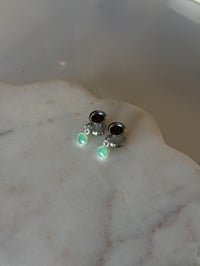 Image 2 of Bright Green Chrysoprase Drops (Silver)