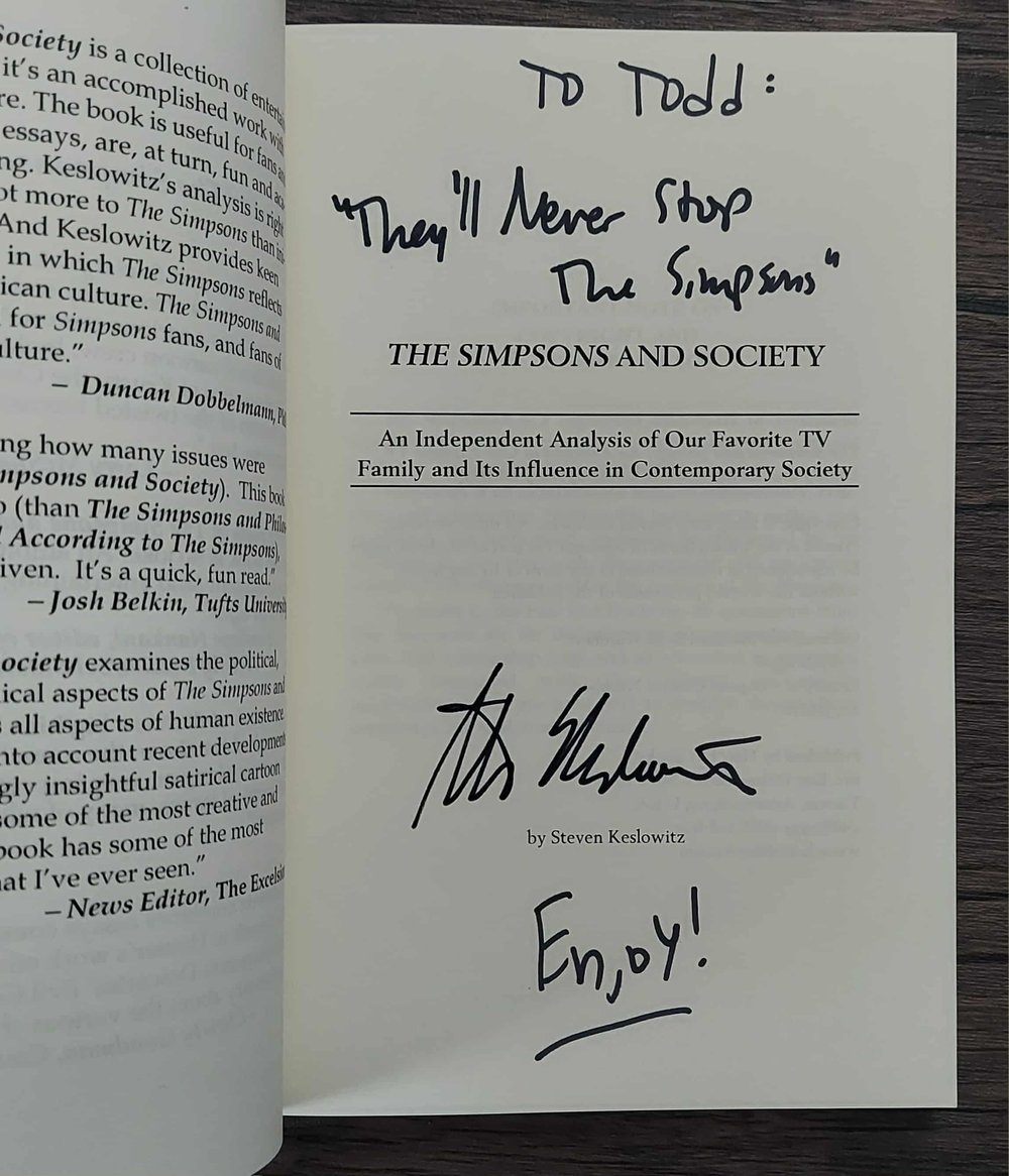 The Simpsons And Society, by Steven Keslowitz - SIGNED