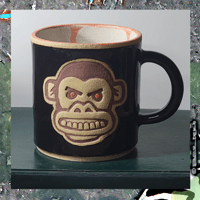 Handmade Monkey Design coffee cup.