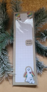 Image 1 of Large NotePad--Swoopy Ghost Pride Rainbow