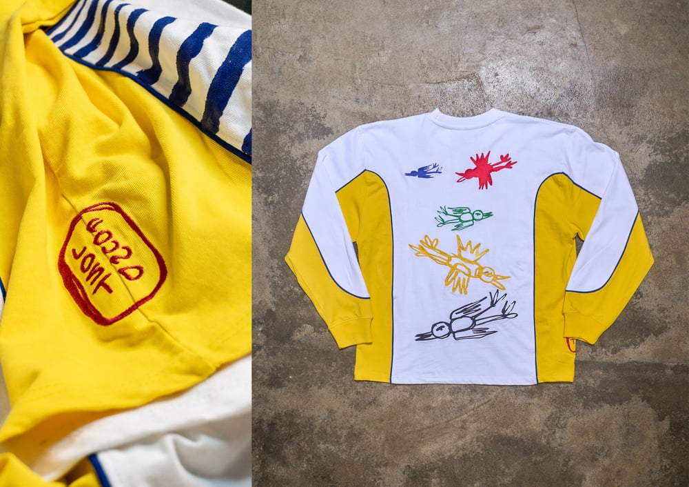 Image of Tee shirt manches longues LOST & FOUND blanc et jaunee