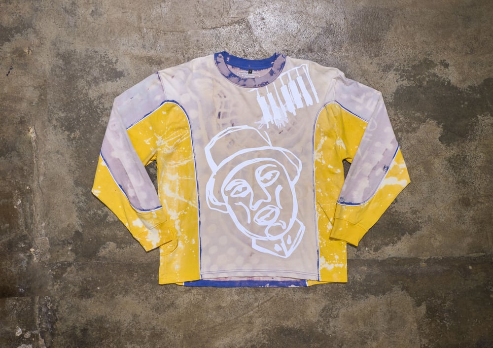 Image of Tee shirt manches longues LOST & FOUND bleu et jaune