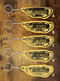 Image 2 of Arowana -  Lino Printed Wooden Keychains