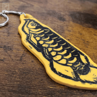 Image 4 of Arowana -  Lino Printed Wooden Keychains