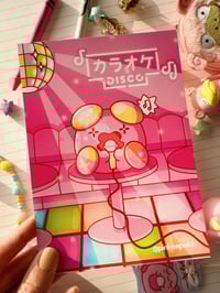 Image 1 of Pink Whismur at Karaoke Full Art Mini Art Print 7 x 5 inch