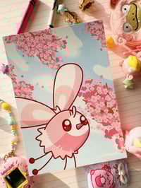 Image 1 of Pink Sakura Shiny Cutiefly Full Art Mini Art Print 7 x 5 inch