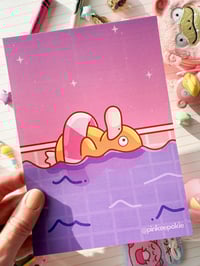Image 1 of Psyduck in the Pool Full Art Mini Art Print 7 x 5 inch
