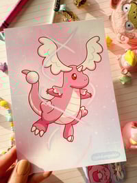 Image 1 of Pink Mega Dragonite Full Art Mini Art Print 7 x 5 inch