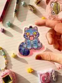 Image 1 of Ultra Glossy Glitter Derp Tiger Demon Vinyl Sticker