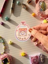 Image 2 of Ultra Glossy Pink Jigglypuff Tamagotchi Vinyl Sticker