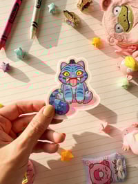 Image 2 of Ultra Glossy Glitter Derp Tiger Demon Vinyl Sticker