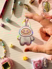 Image 2 of Holographic Luck Labubu Monster Vinyl Sticker