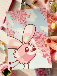 Image 2 of Pink Sakura Shiny Cutiefly Full Art Mini Art Print 7 x 5 inch