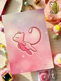 Image 2 of Pink Flying Mew Full Art Mini Art Print 7 x 5 inch
