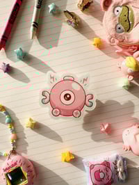 Image 2 of Holographic Pink Magnemite Vinyl Sticker