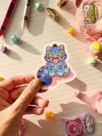 Image 3 of Ultra Glossy Glitter Derp Tiger Demon Vinyl Sticker